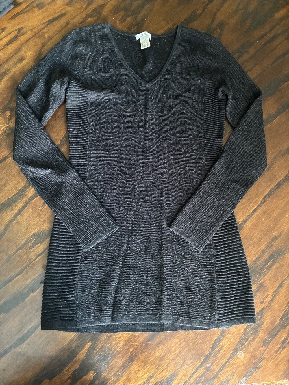Black V-Neck Women's Sweater Tunic